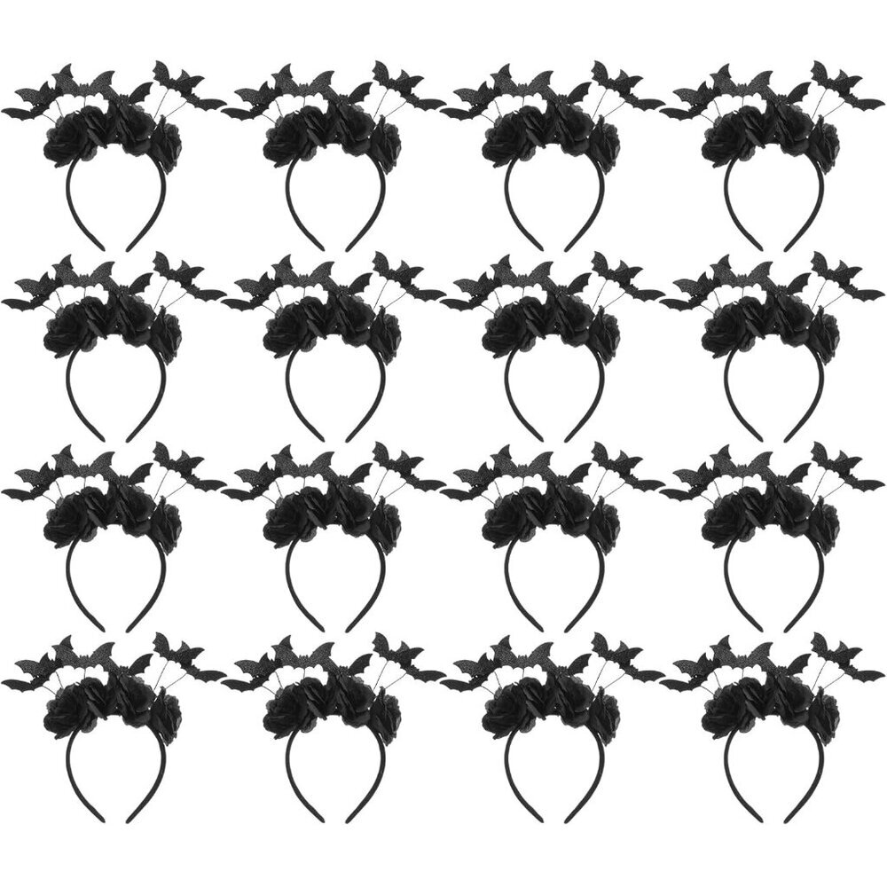 Halloween Bat Headbands Bulk 16 Pack For Adults Women Spooky Costume Accessories